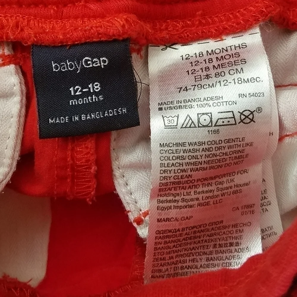 Gap Red Denim Cargo Shorts 12-18m